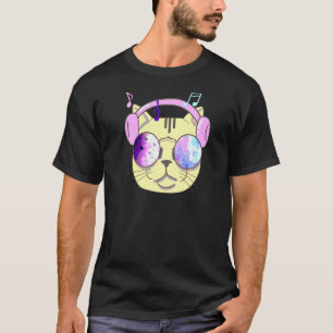 Coole Katze mit Kopfhörern I Animationen Musik T-Shirt