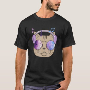 Coole Katze mit Kopfhörern I Animationen Musik T-Shirt