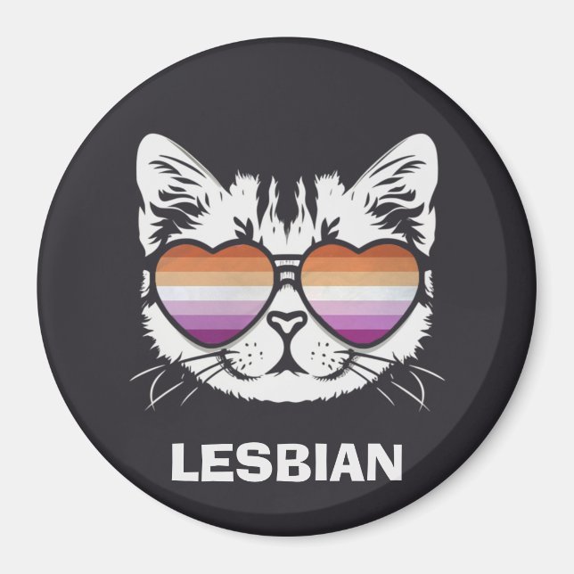 Coole Katze mit Lesbenbrille Funny Sapphic Magnet (Vorne)