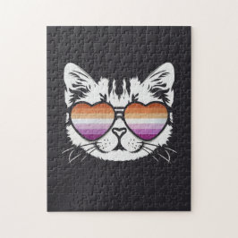 Coole Katze mit Lesbenbrille Funny Sapphic Puzzle