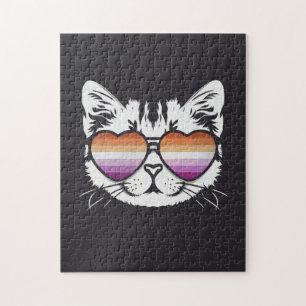 Coole Katze mit Lesbenbrille Funny Sapphic Puzzle