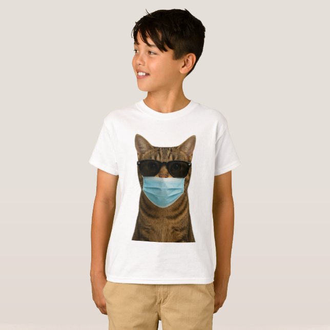Coole Katze mit Schatten und Maske T-Shirt (Vorne ganz)