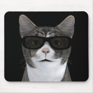 Coole Katze mit schwarzer Sonnenbrille Mousepad