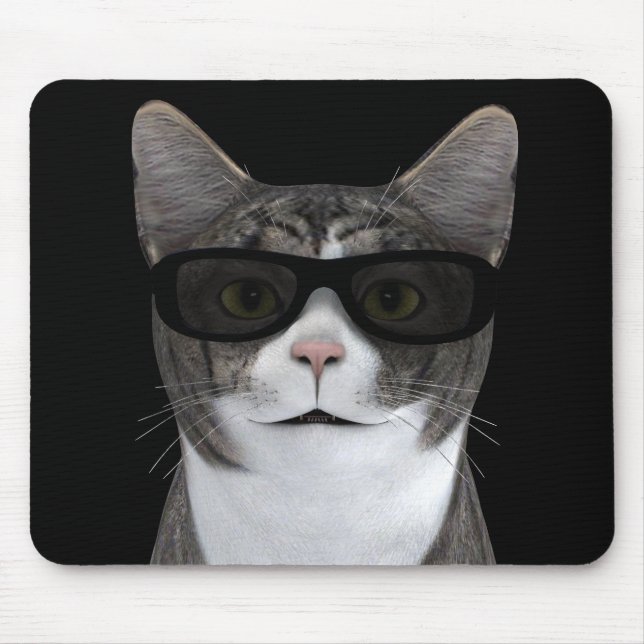 Coole Katze mit schwarzer Sonnenbrille Mousepad (Vorne)