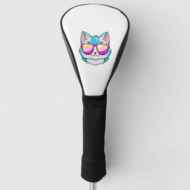 Coole Katze mit Sonnenbrille Golf Headcover (Vorderseite)