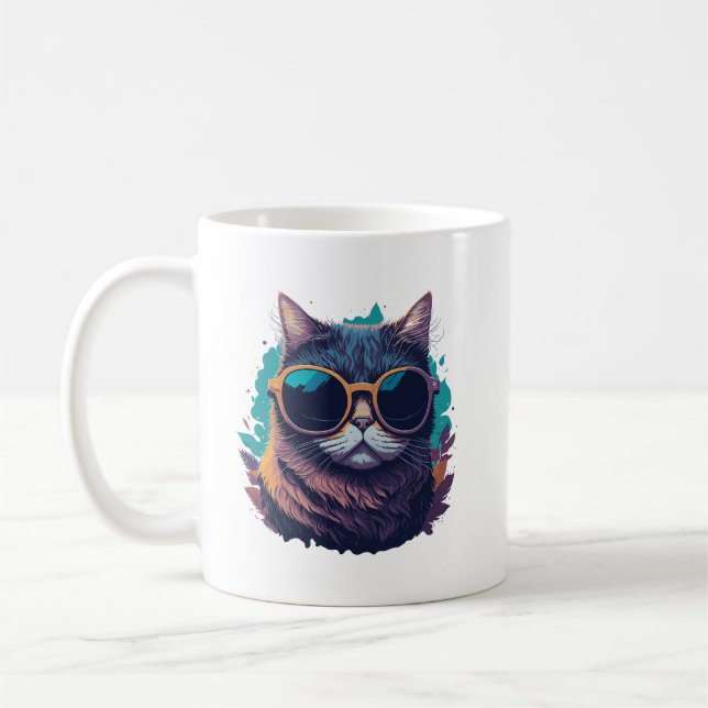 Coole Katze mit Sonnenbrille Kaffeetasse (Links)