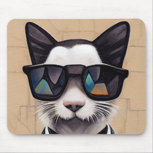 Coole Katze mit Sonnenbrille Mousepad