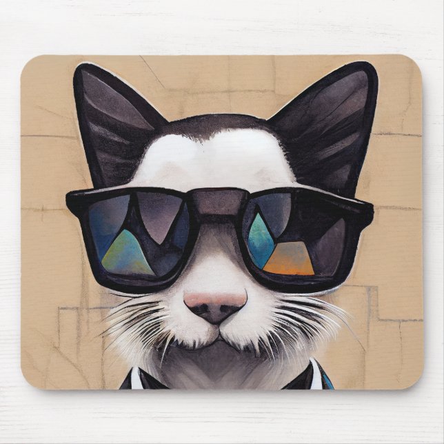 Coole Katze mit Sonnenbrille Mousepad (Vorne)