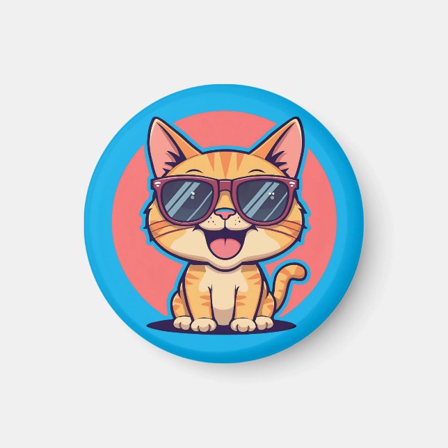 Coole Katze mit Sonnenbrille - Niedliche Schöne Kü Magnet (Vorne)