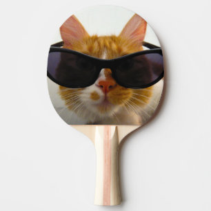 Coole Katze mit Sonnenbrille Ping Pong Schläger Tischtennis Schläger
