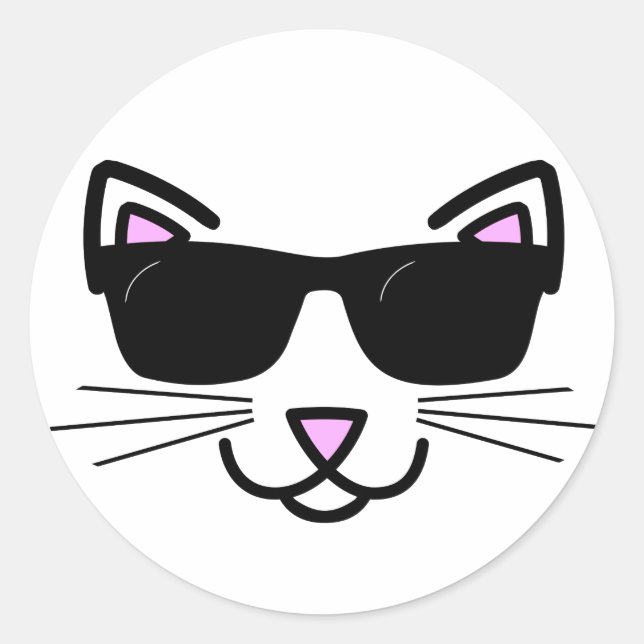 Coole Katze mit Sonnenbrille Runder Aufkleber (Vorderseite)