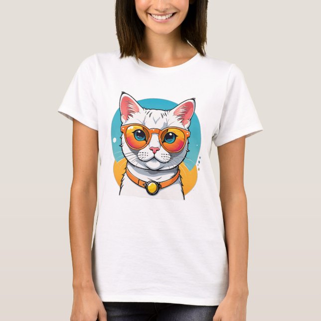 Coole Katze mit Sonnenbrille  T-Shirt (Vorderseite)