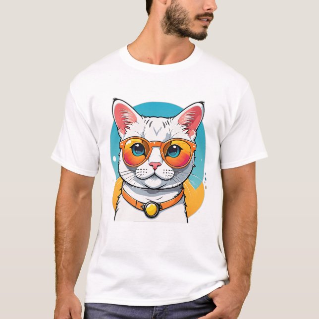 Coole Katze mit Sonnenbrille  T-Shirt (Vorderseite)