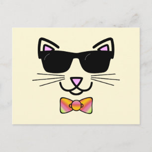 Coole Katze mit Sonnenbrille und BowTie Postkarte