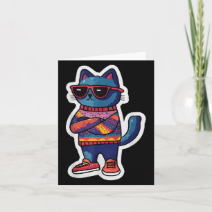 Coole Katze mit Sungles Retro-Style Funny Animal Karte