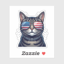 Coole Katze mit USA-Flaggen-Sonnenbrille 4. Juli  Aufkleber