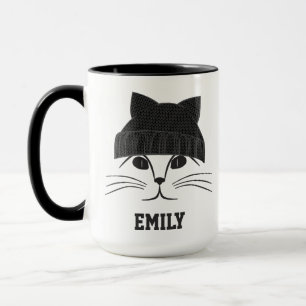Coole Katze mit Wollhut Personalisiert Tasse
