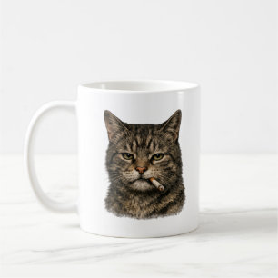 Coole Katze mit Zigarette" Vintage Style Tabby Kat Kaffeetasse
