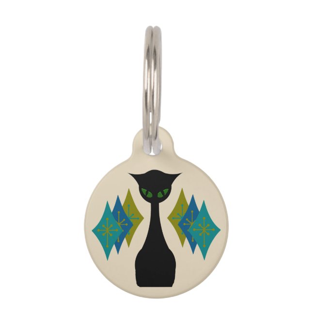 Coole Katze Mitte Jahrhundert Moderne Hausmarke Haustiermarke (Vorderseite)