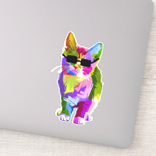 Coole Katze niedlich farbig Aufkleber