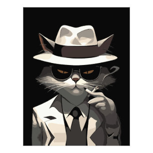 Coole Katze Noir: Suave und mysteriöse Feline Fotodruck