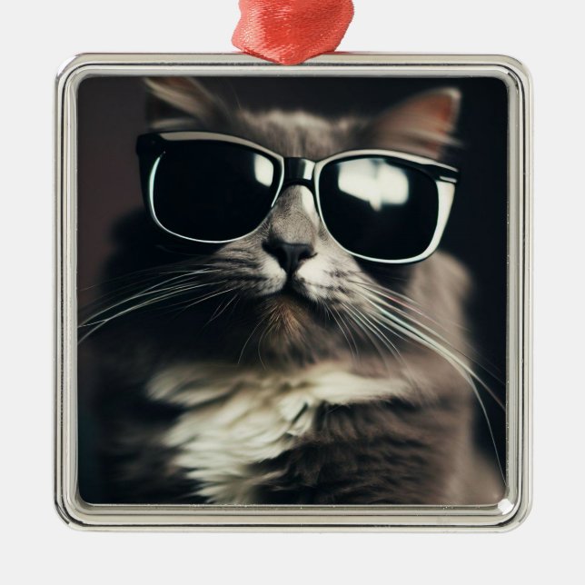 Coole Katze Ornament Aus Metall (Vorne)
