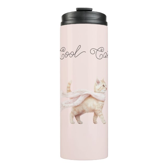 Coole Katze Rosa Hauch Schal Thermosbecher (Vorderseite)