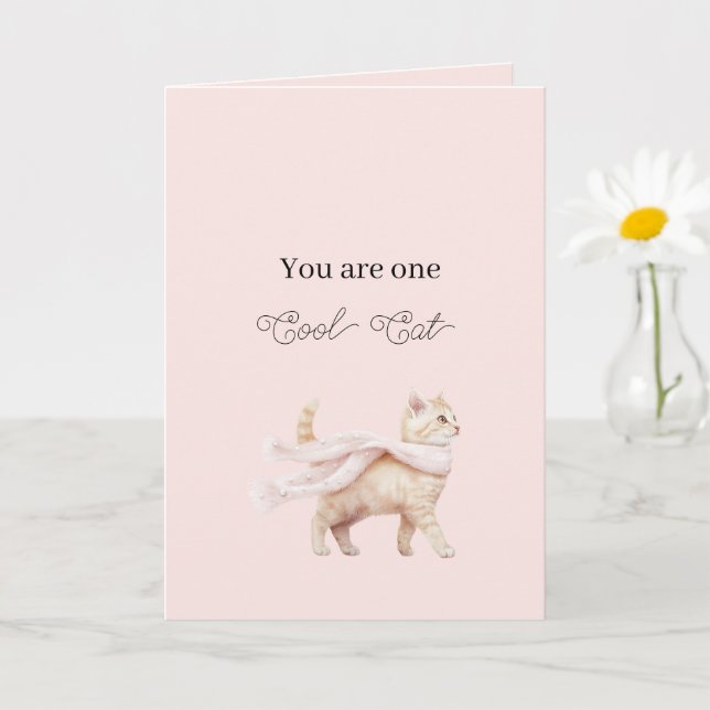 Coole Katze Rosa Schal Geburtstag Karte (Kleine Pflanze)