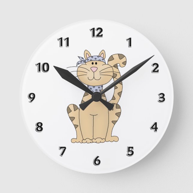 Coole Katze Runde Wanduhr (Vorderseite)