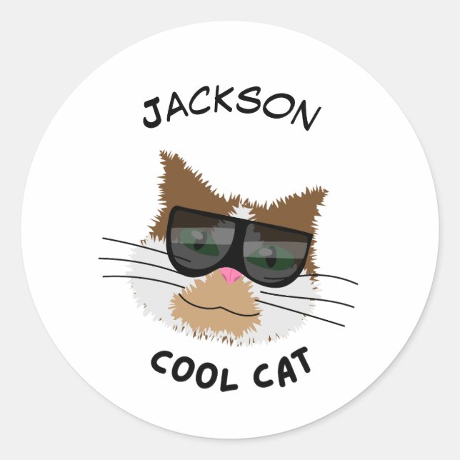 Coole Katze Runder Aufkleber (Vorderseite)