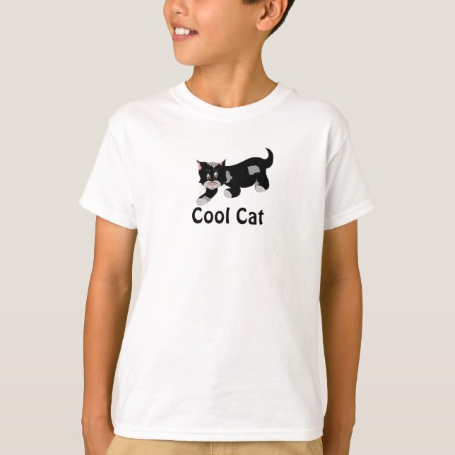 Coole Katze - Schwarz und Grau T-Shirt (Vorderseite)