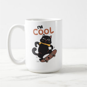 Coole Katze Skateboard – Lustige schwarze Katzen I Kaffeetasse