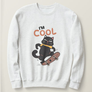 Coole Katze Skateboard – Lustige schwarze Katzen I Sweatshirt