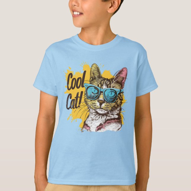 "Coole Katze" Sonnenbrille tragen T-Shirt (Vorderseite)