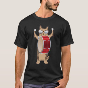 Coole Katze spielt die Bass-Trommel Perkussionis T-Shirt