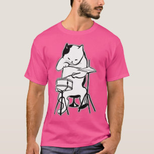 Coole Katze spielt Jazz auf Schlagzeug T-Shirt