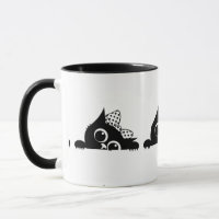 Coole Katze Süße schwarze Katze Punkte Schleife Ka