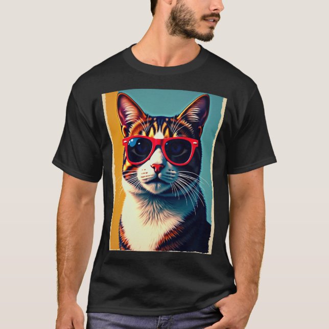 coole Katze T-Shirt (Vorderseite)