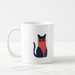 Coole Katze Tasse - Hipster Schwarze Katze mit Bri