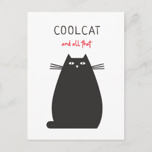 Coole Katze und all diese Spaß Zitat Illustration Postkarte