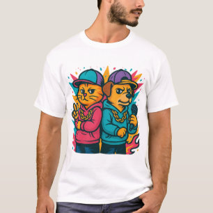 Coole Katze und Hund Rap-Duo T-Shirt
