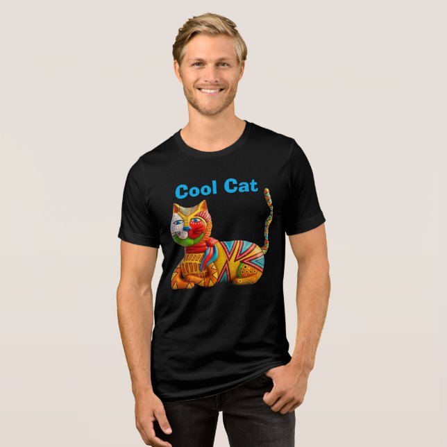 Coole Katze Whimsical Design Tri-Blend Shirt (Vorderseite voll)