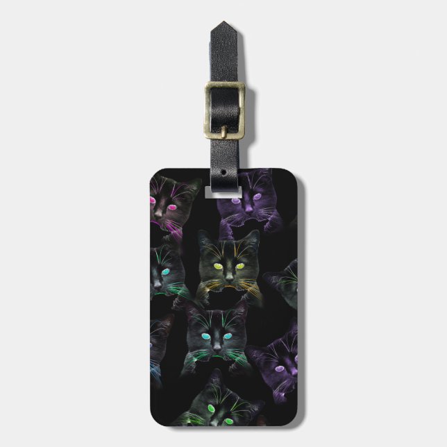 Coole Katzen auf Schwarz! Gepäckanhänger für mehrf (Vorderseite vertikal)