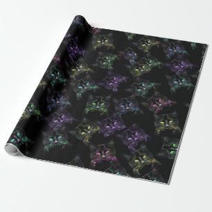 Coole Katzen auf Schwarz! mehrfarbige Katzen Geschenkpapier