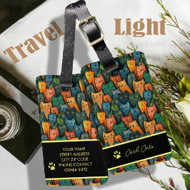 Coole Katzen Cartoon farbig Gepäckanhänger