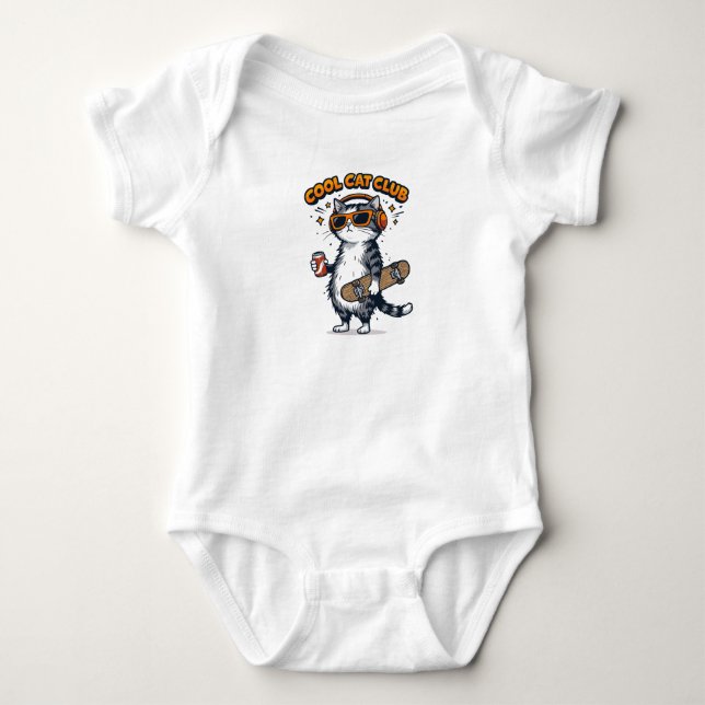 Coole Katzen Club Baby Strampler (Vorderseite)