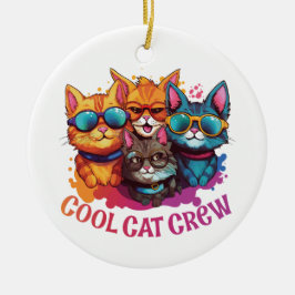 Coole Katzen Crew zusammengesetzte Katzen mit Sonn Keramik Ornament