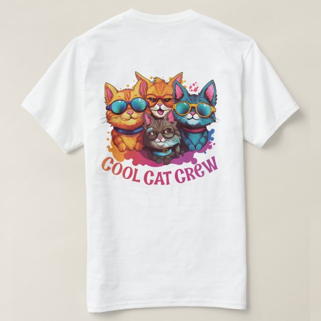 Coole Katzen Crew zusammengesetzte Katzen mit Sonn T-Shirt (Design Rückseite)