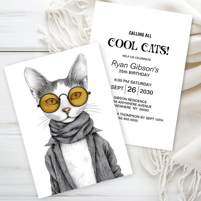 Coole Katzen-Geburtstagsfeier Einladung (Von Creator hochgeladen)