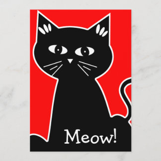 Coole Katzen-Geburtstagsfeier - schwarze Cartoon-K Einladung